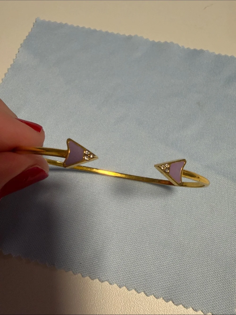 Brandy Pham “Lela Cuff” Gold-Tone Open Bangle with Purple Enamel Arrows